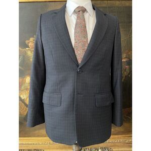 BESPOKE en elle 36S Black Small Check Wool 2Btn Blazer Jacket Sport Coat‎